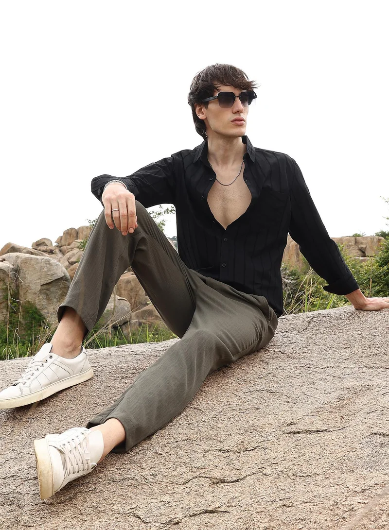 Campus Sutra Pastel Striped Shirt
