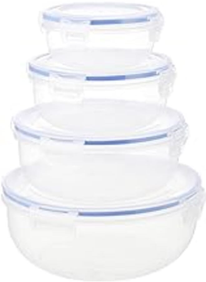 Bager Bager Cook&Lock Round Storage Container Set 4 Pcs (400+800+1400+2300 Ml) (Std), Transparent 