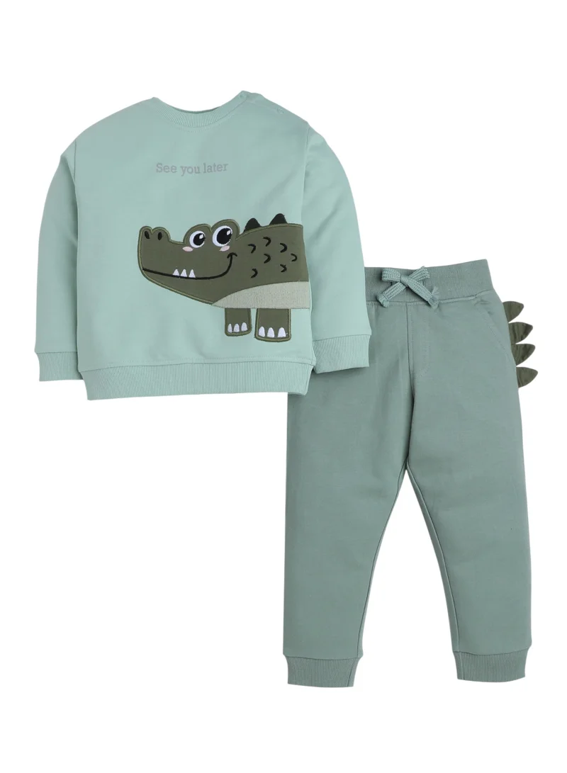 victor and jane Baby Boys’ 2-Piece Set – “See You Later” Crocodile Sweatshirt & Joggers Set