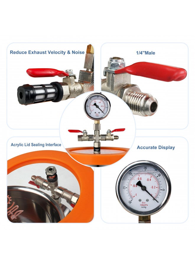 BACOENG Universal Vacuum Chamber Series: 2 Quart Stainless Steel Vacuum Chamber Kit, Vacuum Degassing Chamber for Resin, Silicone and Epoxies - Image 3