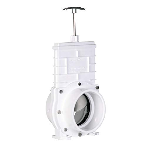 Valterra 4" PVC Gate Valve, slip/hub fittings with stainless steel paddle for Koi/Slurry Ponds, Aquaculture, Sewer lines & more, White (6401) - Image 1