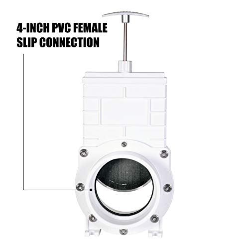 Valterra 4" PVC Gate Valve, slip/hub fittings with stainless steel paddle for Koi/Slurry Ponds, Aquaculture, Sewer lines & more, White (6401) - Image 4
