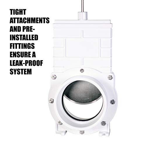 Valterra 4" PVC Gate Valve, slip/hub fittings with stainless steel paddle for Koi/Slurry Ponds, Aquaculture, Sewer lines & more, White (6401) - Image 2