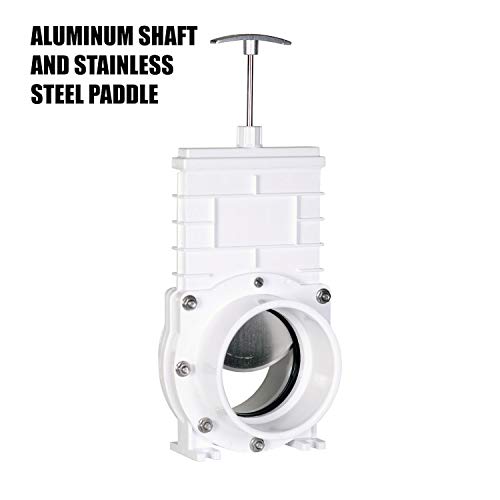 Valterra 4" PVC Gate Valve, slip/hub fittings with stainless steel paddle for Koi/Slurry Ponds, Aquaculture, Sewer lines & more, White (6401) - Image 3