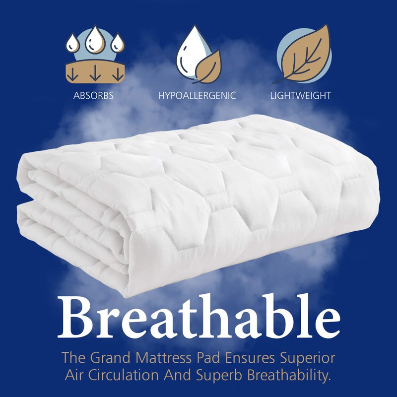 The Grand Hotel Collection King Size Hybrid Mattress Protector & Pad - Soft and Comfortable Bed Sheet Cover That Restores The Beauty of Your Mattress, While Protecting from Stains, Dust, and Dirt. - Image 3