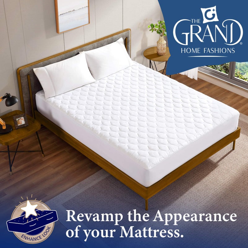 The Grand Hotel Collection King Size Hybrid Mattress Protector & Pad - Soft and Comfortable Bed Sheet Cover That Restores The Beauty of Your Mattress, While Protecting from Stains, Dust, and Dirt. - Image 4