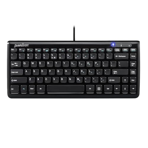 Perixx PERIBOARD-407B US, Wired USB Mini Keyboard with 11 Hot Keys - Glossy Black - US English Layout - Image 1