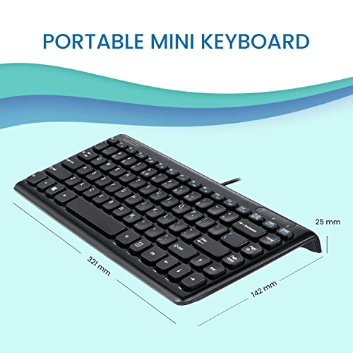 Perixx PERIBOARD-407B US, Wired USB Mini Keyboard with 11 Hot Keys - Glossy Black - US English Layout - Image 2