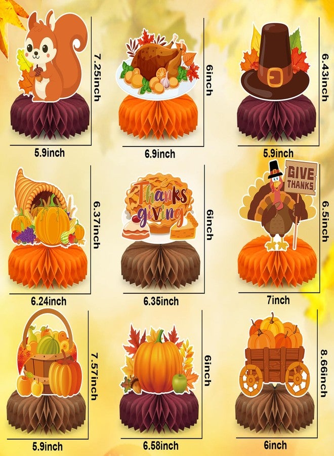Hedeey 9 PCS Thanksgiving Party Decorations,Fall Honeycomb Centerpieces for Tables,Honeycomb Centerpieces for Autumn Thanksgiving Birthday Party Supplies Table Decorations - Image 2