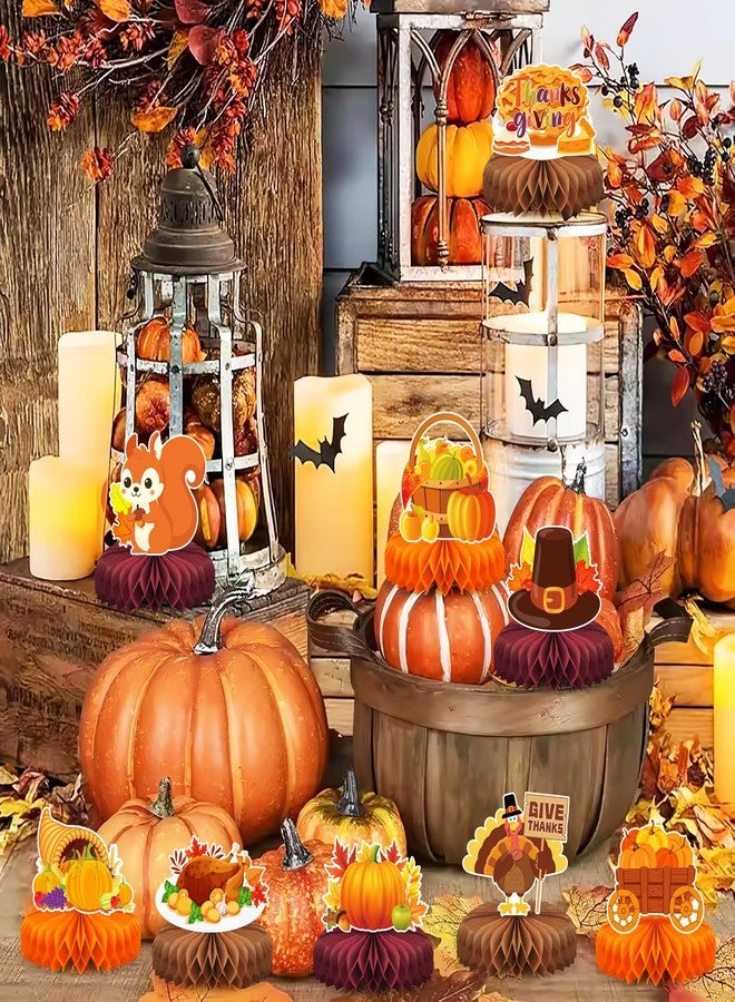 Hedeey 9 PCS Thanksgiving Party Decorations,Fall Honeycomb Centerpieces for Tables,Honeycomb Centerpieces for Autumn Thanksgiving Birthday Party Supplies Table Decorations - Image 5