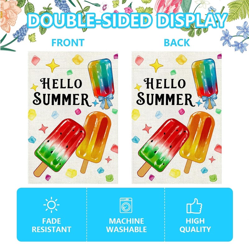 Agroon Summer Garden Flag 12x18 Inch, Popsicles Double Sided Small Burlap Flag for Yard Outdoor Decoration - Image 5