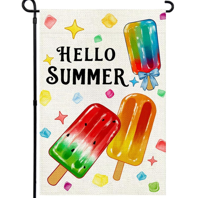 Agroon Summer Garden Flag 12x18 Inch, Popsicles Double Sided Small Burlap Flag for Yard Outdoor Decoration - Image 1