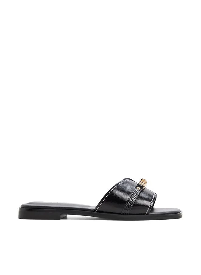 Francea Ladies Black Flat Sandals