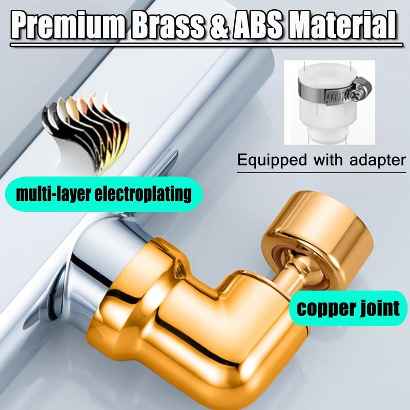 Zarini 4in1 High Arc Brass Kitchen Faucet 360 Swivel Extender SplashProof Head Polished Finish Ideal for Washing Fruits and Vegetables - Image 5