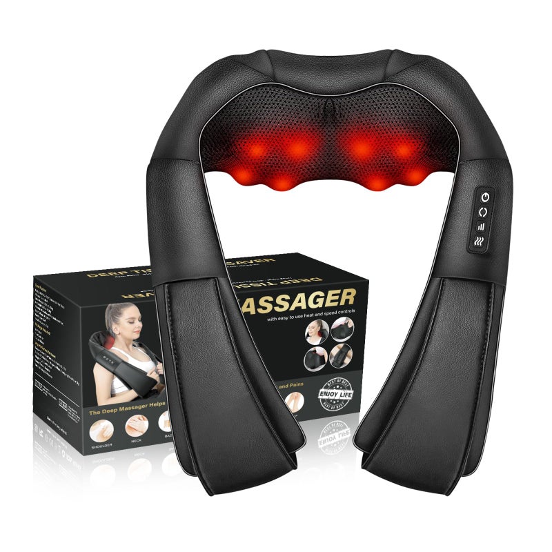 WERTYI Shiatsu Neck Massager Electric Neck and Back Massager with Heat 3D Kneading Massage Pillow for Back Shoulder Muscle Pain Relief Office Home Car Use Fits for Parents