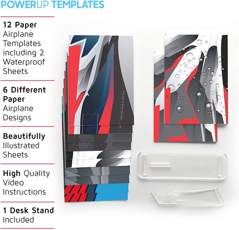 PowerUp 12 Paper Airplane Templates for POWERUP 2.0 & 4.0. Color Paper Airplanes Templates and Display Stand for Plane. POWERUP 2.0 or 4.0 is not included - Image 3