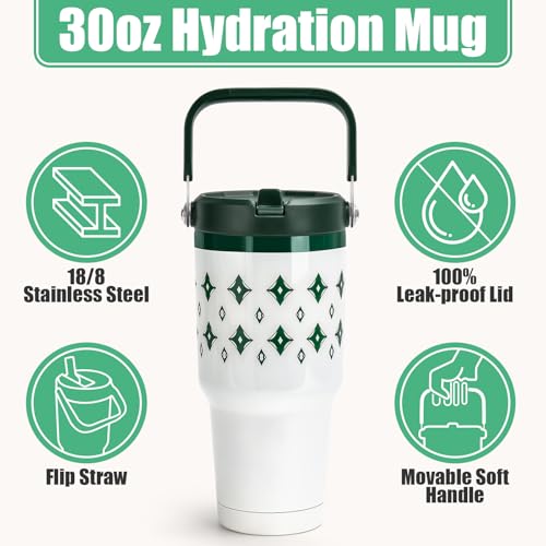 Cafezi 30 oz Tumbler with Lid and Straw, Stainless Steel Vacuum Insulated Tumblers with Flip Straw and Top Handle, Reusable Insulated Water Bottle for Home, Office, Leakproof, Fit in Cup Holder - Image 5