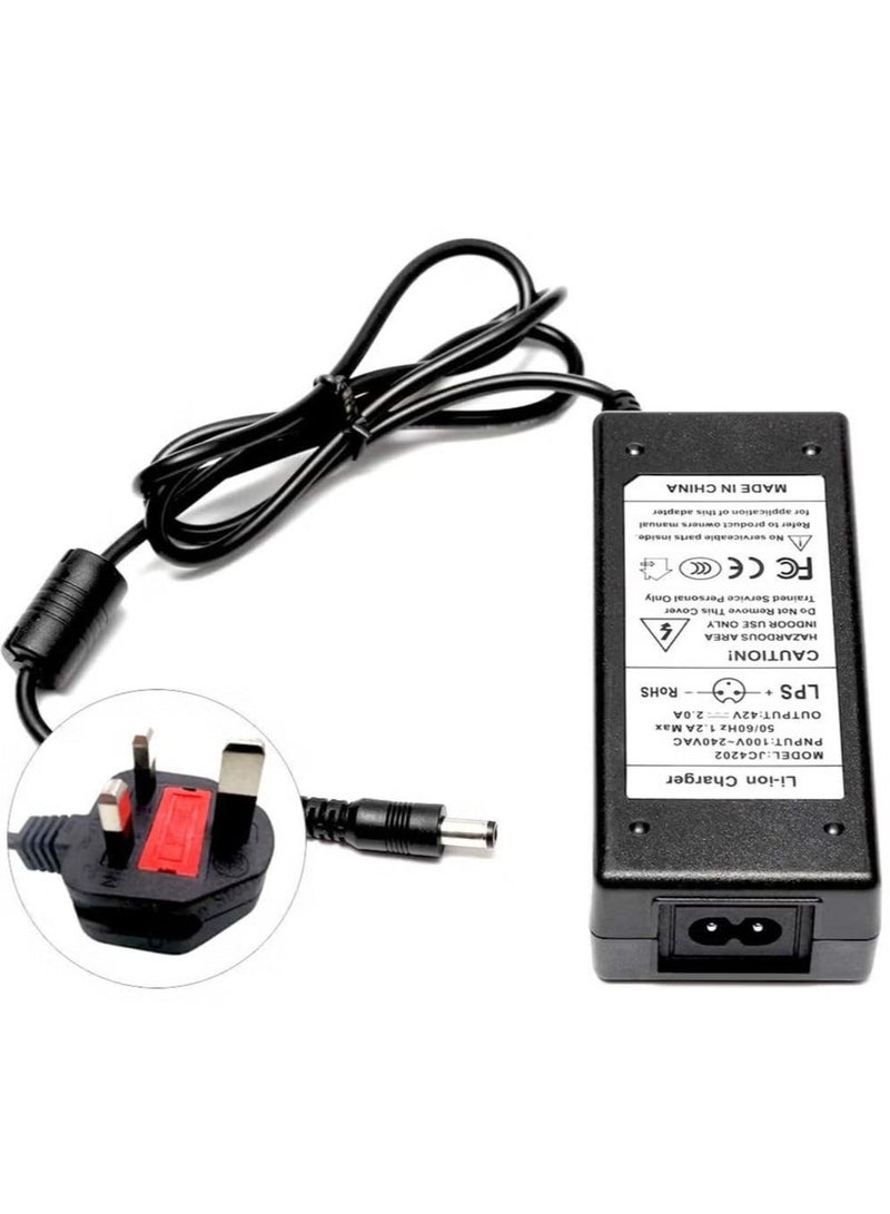 أيون الليثيوم محول شاحن سكوتر كهربائي 42V 2A - شاحن بطارية سريع عالمي لشيومي ميجيا M365، نينبوت ES1، ES2، وغيرها من السكوترات الكهربائية، شحن عالي السرعة، متين وموثوق - Image 5
