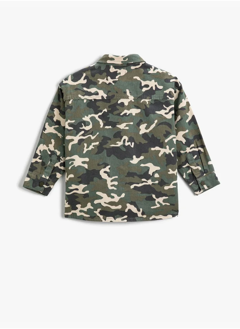 كوتون Camouflage Patterned Oversize Jacket Cotton