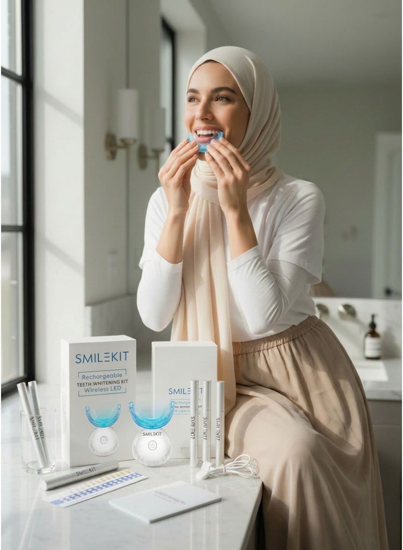 SMILEKIT Teeth Whitening Kit with LED Light Teeth Whitening Gel Pen Mouth Tray, Hydrogen Carbamide Peroxide for Sensitive Teeth, LED Light Tooth Whitener, Teeth Stain Remover to Whiten Teeth - Image 5