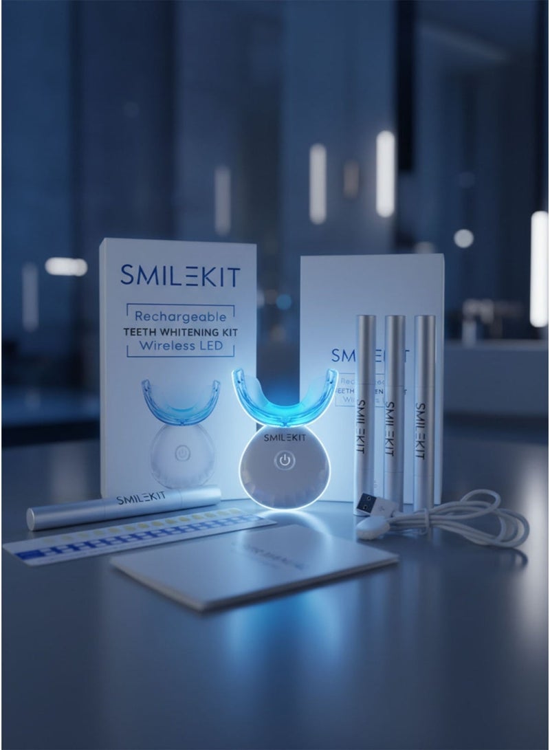 SMILEKIT Teeth Whitening Kit with LED Light Teeth Whitening Gel Pen Mouth Tray, Hydrogen Carbamide Peroxide for Sensitive Teeth, LED Light Tooth Whitener, Teeth Stain Remover to Whiten Teeth - Image 2