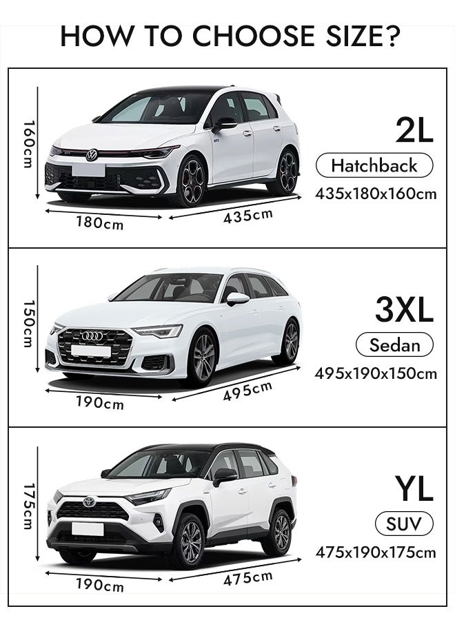 SUPER 5 Car Cover for Sedan/​SUV/Hatchback, Full Exterior Covers with Reflective Strips, UV Sunscreen Protection Dustproof Waterproof Scratch-Resistan, All Weather Full Cover - Image 2