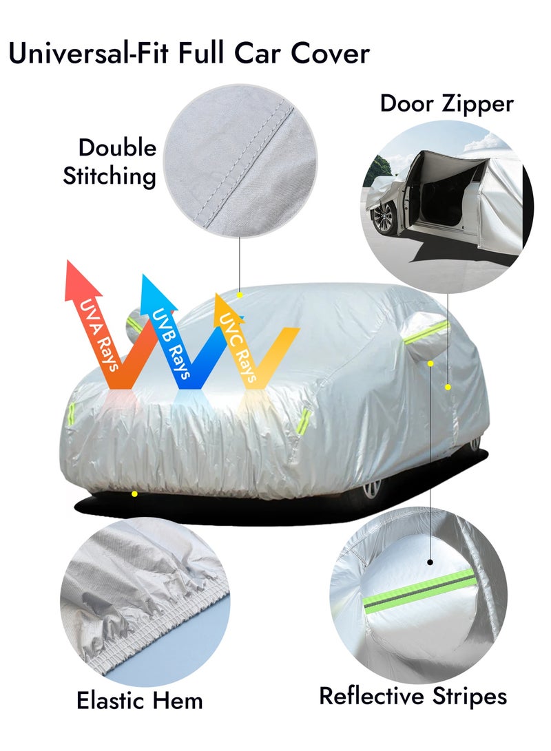 SUPER 5 Car Cover for Sedan/​SUV/Hatchback, Full Exterior Covers with Reflective Strips, UV Sunscreen Protection Dustproof Waterproof Scratch-Resistan, All Weather Full Cover - Image 3