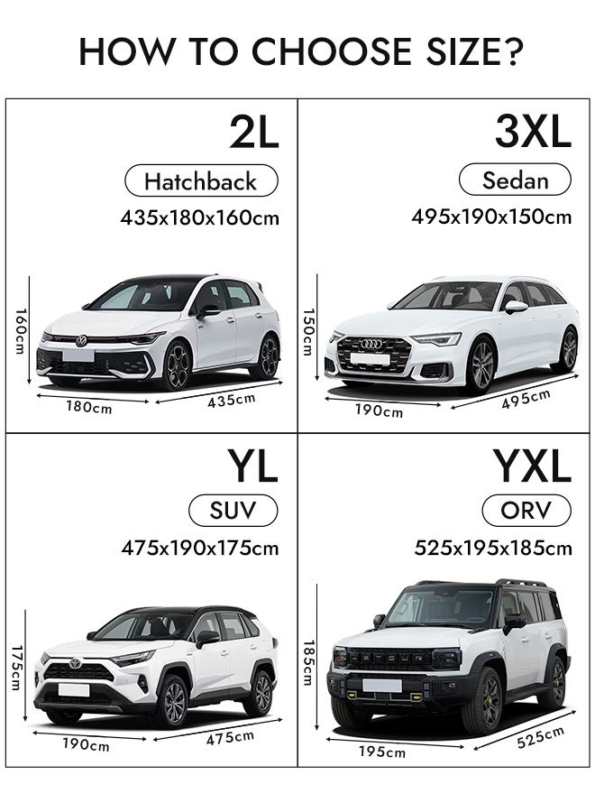 سوبر 5 غطاء سيارة سيدان/​SUV/هاتشباك، أغطية خارجية كاملة مع شرائط عاكسة، حماية من الأشعة فوق البنفسجية، مقاوم للغبار والماء والخدش، تغطية كاملة لجميع الأحوال الجوية - Image 2