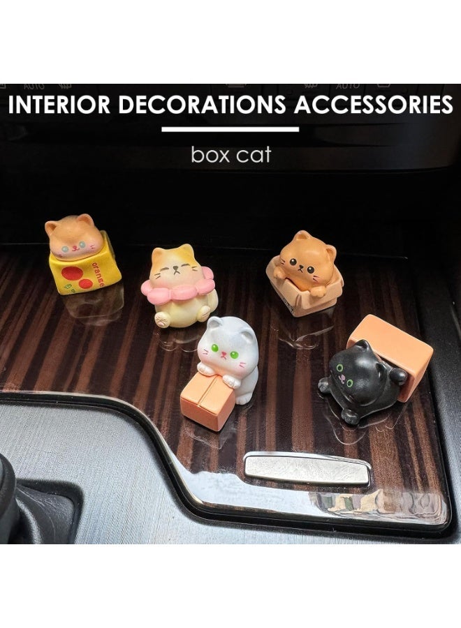 كيلا صندوق من 5 قطع من ديكورات السيارات على شكل قطة لطيفة، ديكور مرآة الرؤية الخلفية، زينة لوحة القيادة الداخلية للشاحنات، زينة كرتونية، هدايا دمى قطط مضحكة، ديكورات حيوانات لصندوق السيارة الترفيهية، إكسسوارات ديكورية عالمية مبتكرة - Image 2