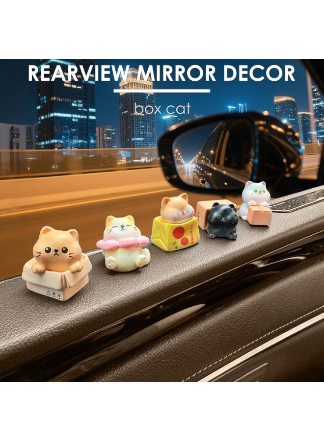 كيلا صندوق من 5 قطع من ديكورات السيارات على شكل قطة لطيفة، ديكور مرآة الرؤية الخلفية، زينة لوحة القيادة الداخلية للشاحنات، زينة كرتونية، هدايا دمى قطط مضحكة، ديكورات حيوانات لصندوق السيارة الترفيهية، إكسسوارات ديكورية عالمية مبتكرة - Image 4