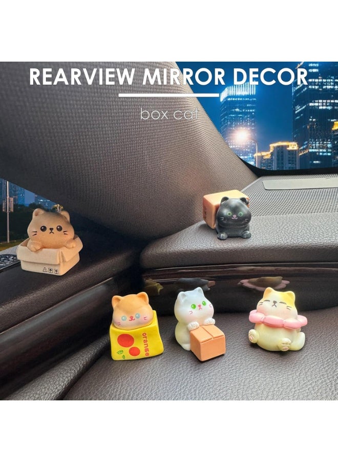 كيلا صندوق من 5 قطع من ديكورات السيارات على شكل قطة لطيفة، ديكور مرآة الرؤية الخلفية، زينة لوحة القيادة الداخلية للشاحنات، زينة كرتونية، هدايا دمى قطط مضحكة، ديكورات حيوانات لصندوق السيارة الترفيهية، إكسسوارات ديكورية عالمية مبتكرة - Image 3