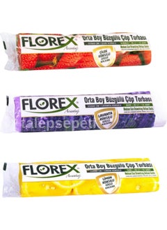 Florex 3-Piece Strawberry, Lavender, Lemon Scented Drawstring Medium Garbage Bag 55X60CM 