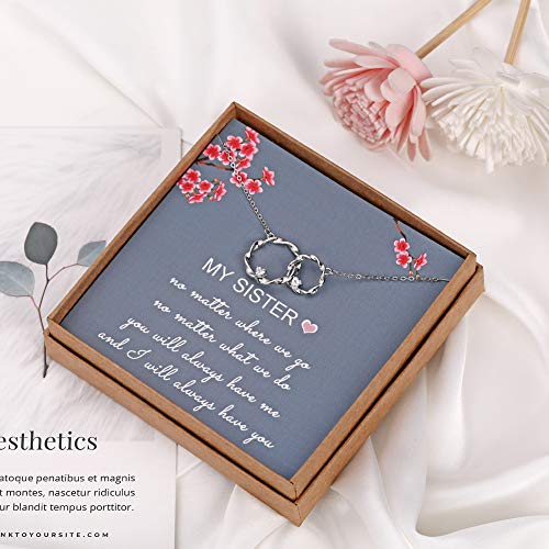AnalysisyLove Sister Gifts from Sister, Sterling Silver Interlocking Infinity 2 Circles Necklace for Sisters, Big Sister Little Sister Gift, Birthday Jewelry Friendship Gifts - Image 2