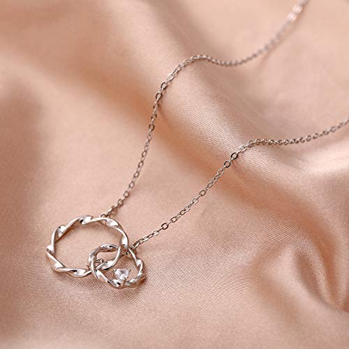 AnalysisyLove Sister Gifts from Sister, Sterling Silver Interlocking Infinity 2 Circles Necklace for Sisters, Big Sister Little Sister Gift, Birthday Jewelry Friendship Gifts - Image 3