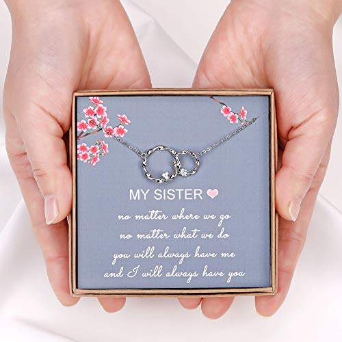 AnalysisyLove Sister Gifts from Sister, Sterling Silver Interlocking Infinity 2 Circles Necklace for Sisters, Big Sister Little Sister Gift, Birthday Jewelry Friendship Gifts - Image 4