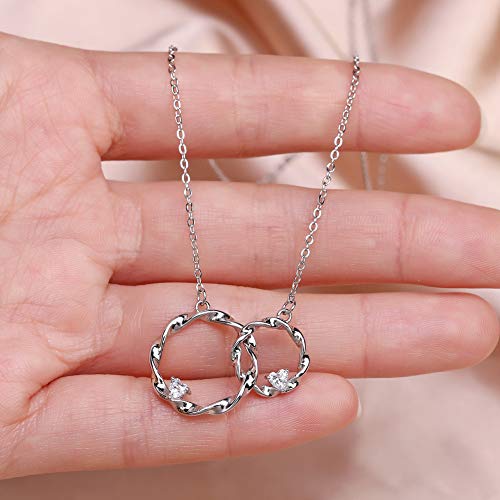 AnalysisyLove Sister Gifts from Sister, Sterling Silver Interlocking Infinity 2 Circles Necklace for Sisters, Big Sister Little Sister Gift, Birthday Jewelry Friendship Gifts - Image 5