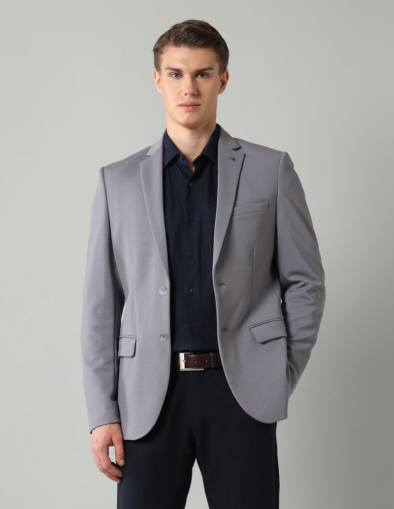 Arrow Men's Solid Full Sleeves Regular Fit Notch Lapel Collar Polyester Blazer Grey - Image 4