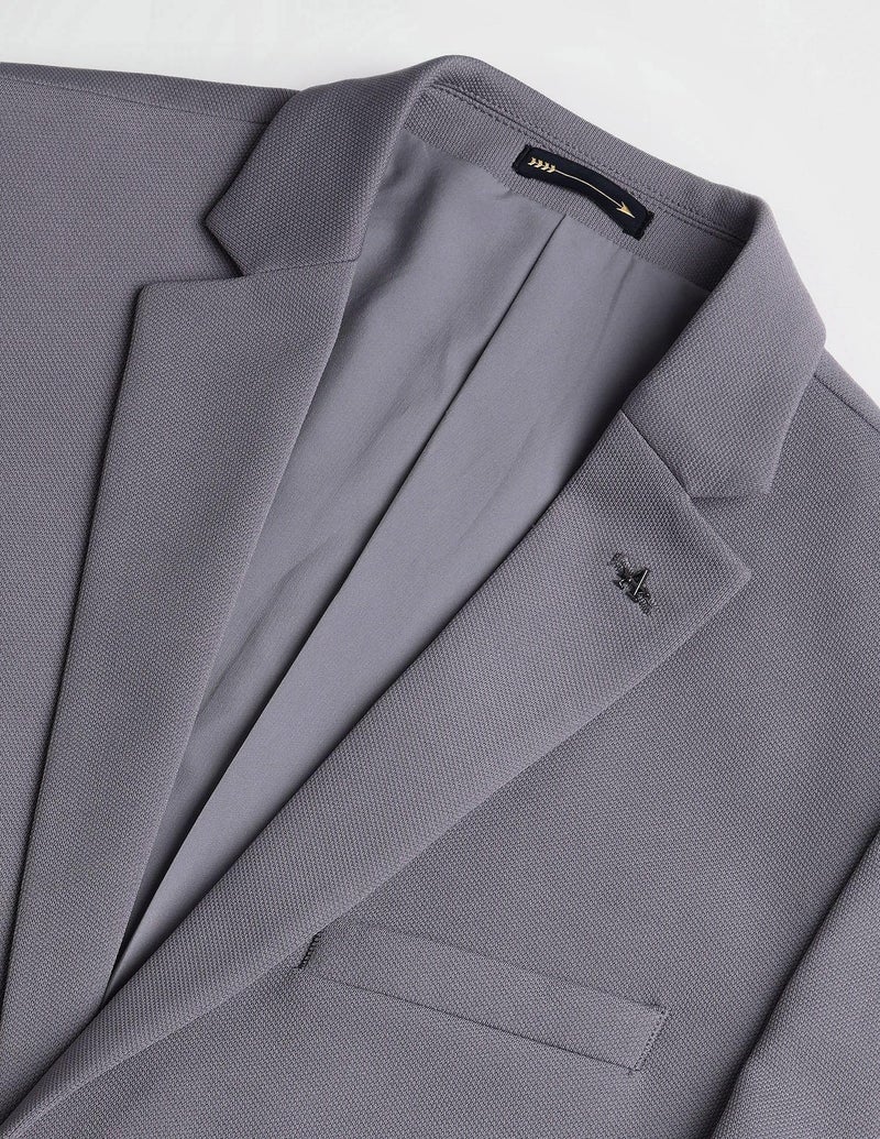 Arrow Men's Solid Full Sleeves Regular Fit Notch Lapel Collar Polyester Blazer Grey - Image 2