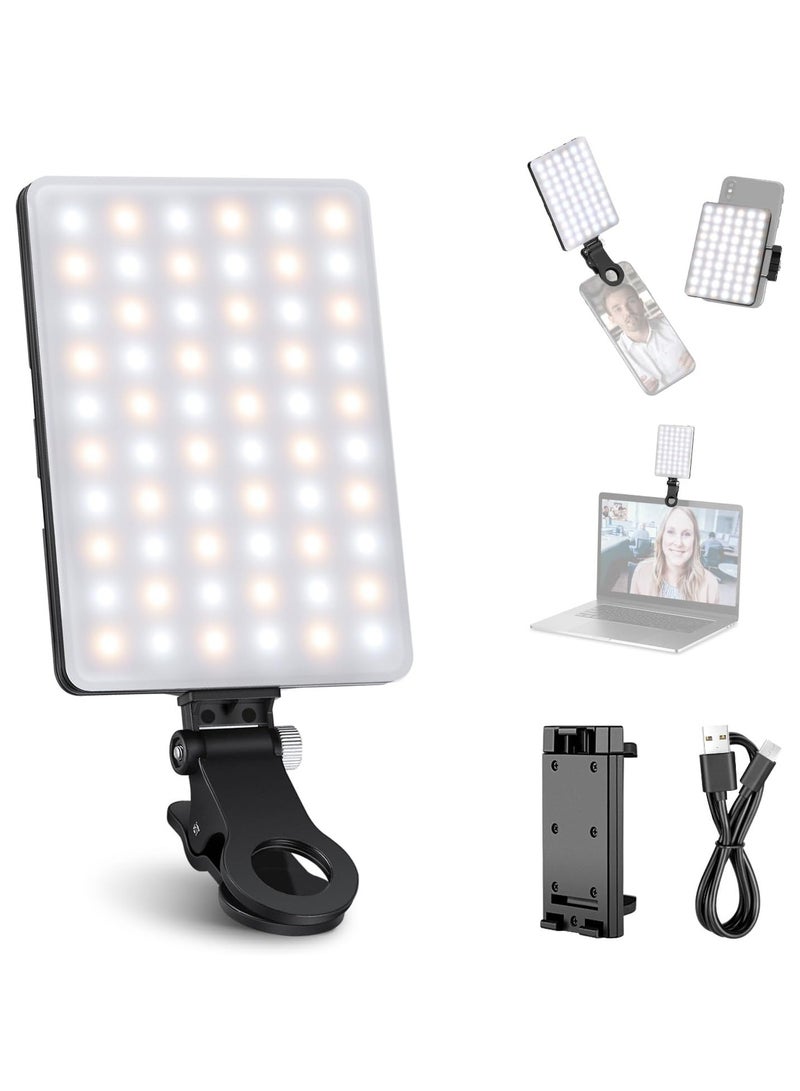 إضاءة سيلفي مع مشبك للهاتف، 60 لمبة LED قابلة للشحن، 3 أوضاع - Image 2