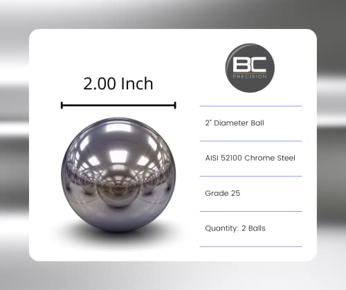BC Precision (2 Pack) 2" Inch Chrome Steel Bearing Balls G25 - Image 3