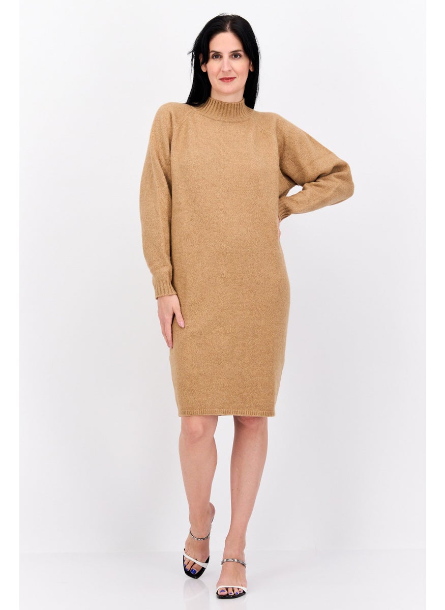 HUGO BOSS Women Heather Sweater Dress, Sand Brown  - Image 1