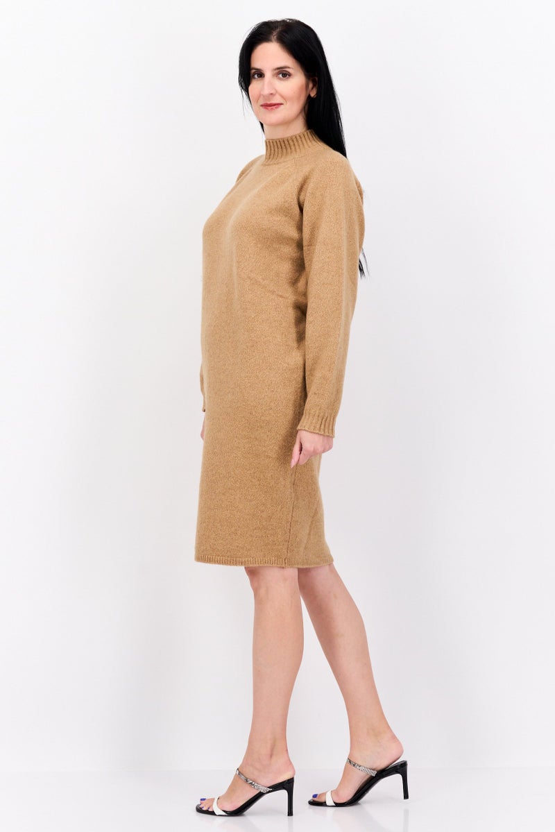 HUGO BOSS Women Heather Sweater Dress, Sand Brown - Image 4