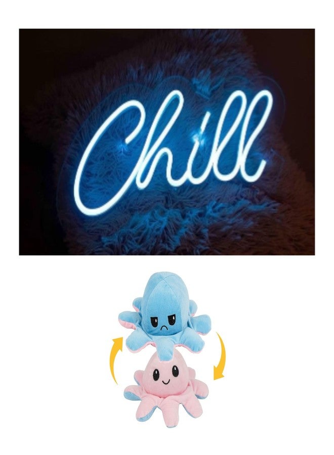 EITHEO Stuffed Animal Plushie Stuffed Toy for Kids (Neon chill + Small Octopus Pink)