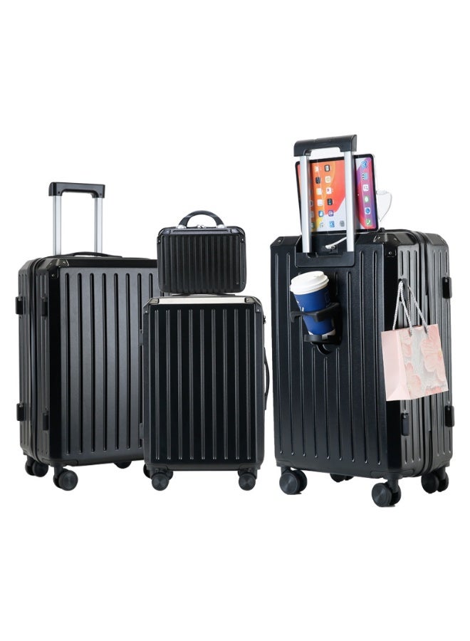 XiuWoo Luggage Set 4 Piece Suitcase Set,14 20 24 28 inch luggage with spinner wheels hard shell luggage sets with TSA Lock Lightweight Luggage Set for Women man PC hard shell suitcases sturdy durable,Black - Image 1