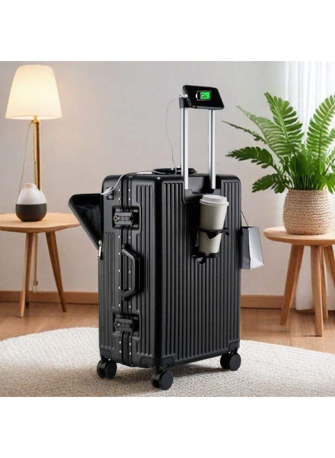 XiuWoo Luggage Set 4 Piece Suitcase Set,14 20 24 28 inch luggage with spinner wheels hard shell luggage sets with TSA Lock Lightweight Luggage Set for Women man PC hard shell suitcases sturdy durable,Black - Image 4