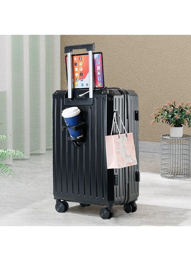 XiuWoo Luggage Set 4 Piece Suitcase Set,14 20 24 28 inch luggage with spinner wheels hard shell luggage sets with TSA Lock Lightweight Luggage Set for Women man PC hard shell suitcases sturdy durable,Black - Image 3