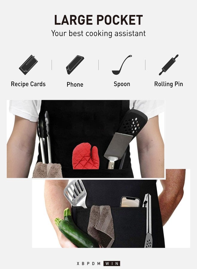 XBPDMWIN Funny Aprons for Men - BBQ King - Black Adjustable Kitchen BBQ Chef Apron for Men with 2 Pockets Waterproof and Oilproof - Mens Apron Cooking Gift for Father’s Day/Birthday - Image 5