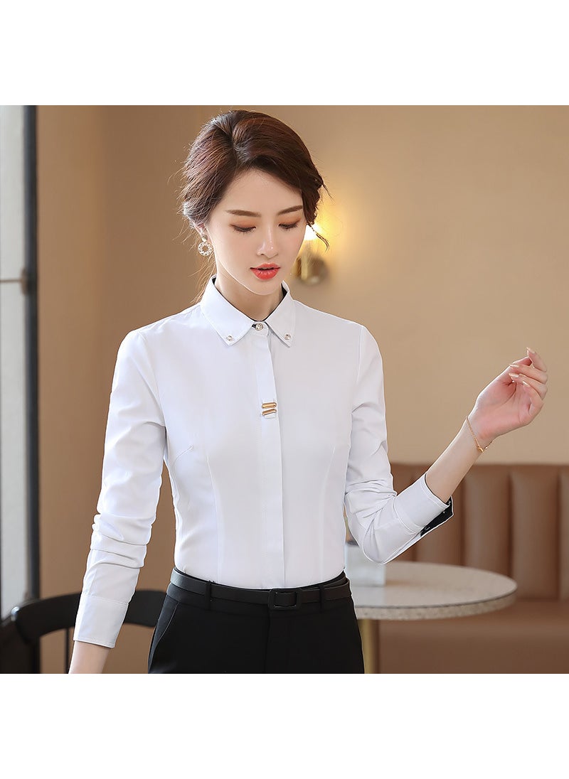 Generic Thickened Fleece Black Long Sleeve Shirt Womens Professional Work Uniform Formal Autumn Winter Base Layer Warm Blouse regular white shirt 