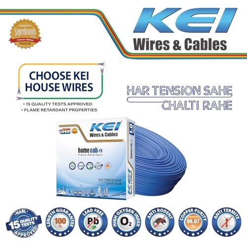 KEI WIRES & CABLES Homecab 1 sqmm 1 Core Copper Flame Retardant House Wire PVC Insulated Cable for Domestic & Industrial Electrical Wiring (Blue, 90 Meters) - Image 2