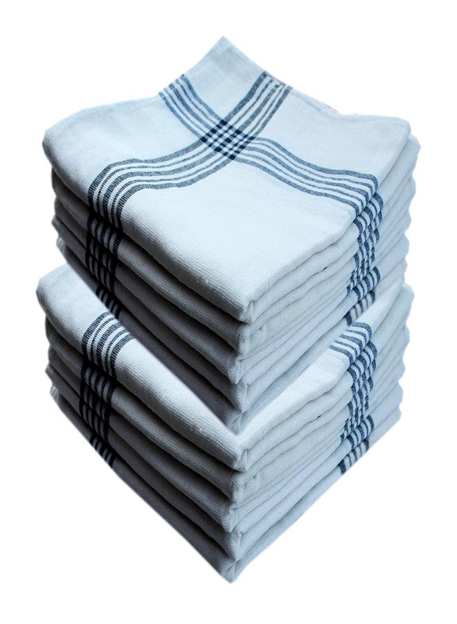 Space Fly, Highly Absorbent Big Size 21X21inch 100% Cotton Multipurpose Kitchen, Chapatis Napkin and Cleaning, Cloth, Duster (10 Pieces_White, Blue Striped) - Image 1